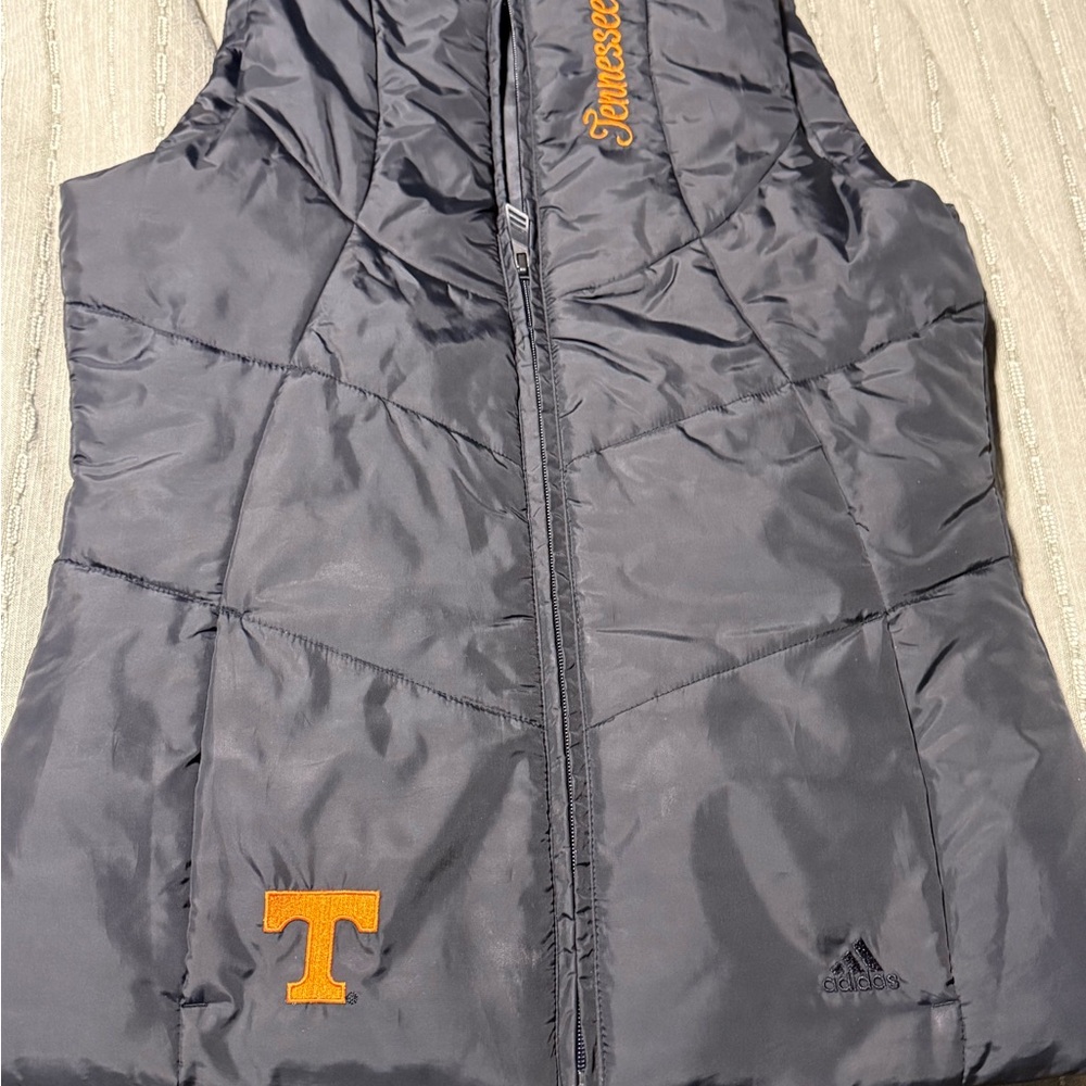 adidas Navy Puffer Vest with Orange Tennessee Accents